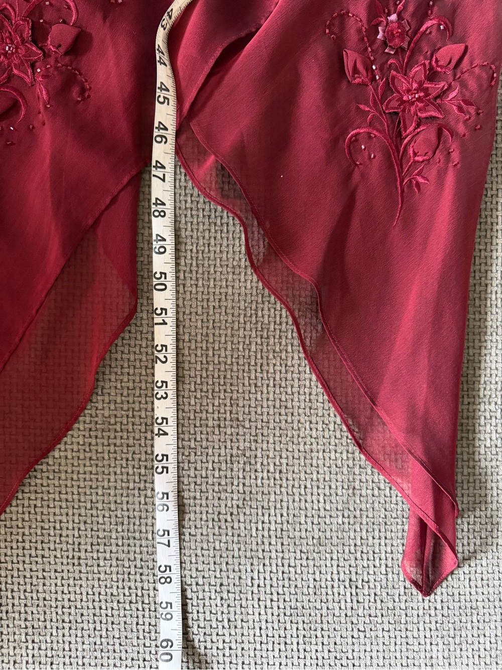 Adrianna Papell Evening Beaded Dress Floral Fairy Burgundy Y2K 12P Asymmetrical - Picture 8 of 12